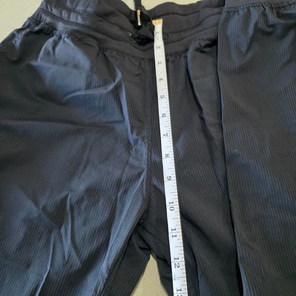Zyia Active Black Pinstripe Textured Joggers Womens XL‎ Drawstring Cuffs